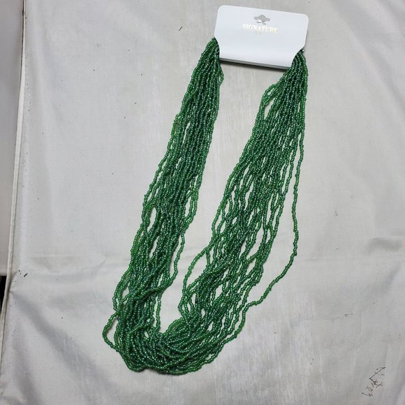 Signature Green seed bead multi strand necklace 18 strand - Picture 2 of 4